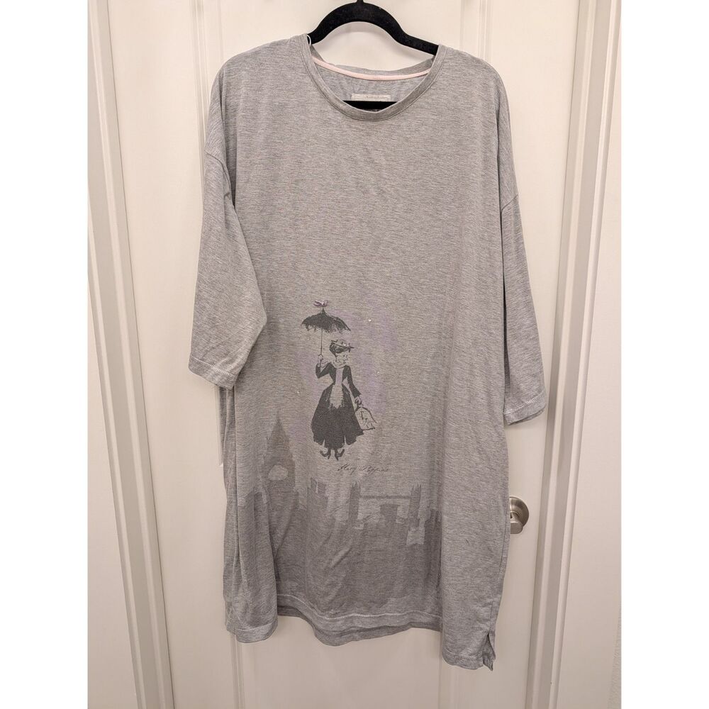Tu Disney Mary Poppins Gray Sleep Shirt Nightgown Size 24 UK/EUR